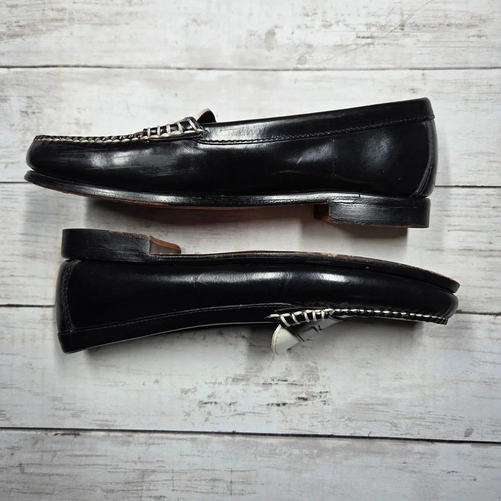 Bass Ziggy Weejuns Penny Loafers Two Tone Women 7M Black White Leather Slip On
